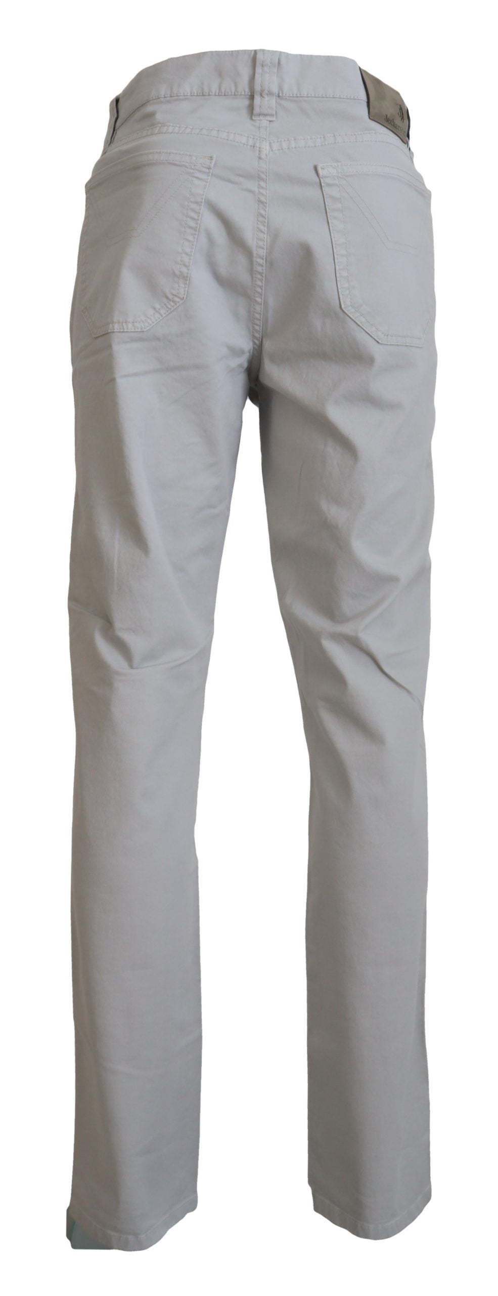 Jeckerson Gray Cotton Tapered Men Casual Pants Jeckerson