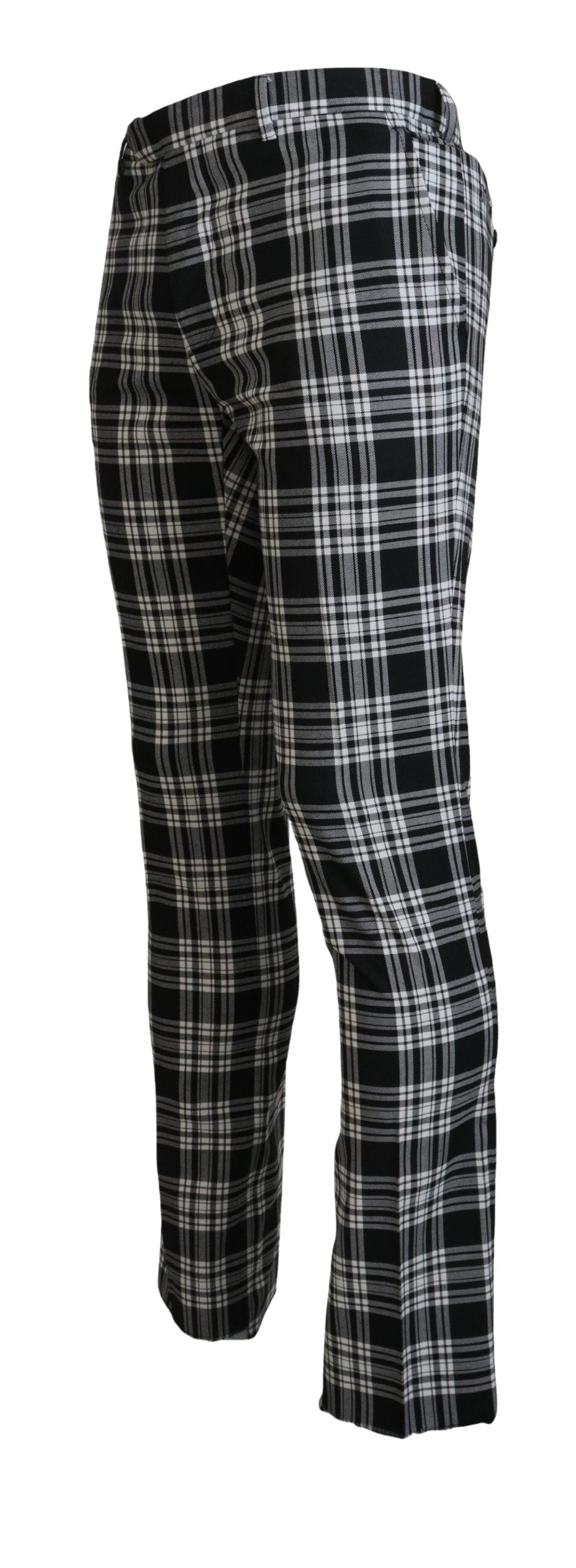 BENCIVENGA Black Checkered Cotton Men Casual Pants BENCIVENGA