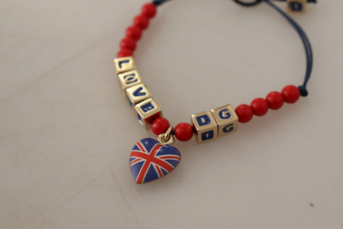 Dolce & Gabbana Red Blue Beaded DG LOVES LONDON Flag Branded Bracelet Dolce & Gabbana