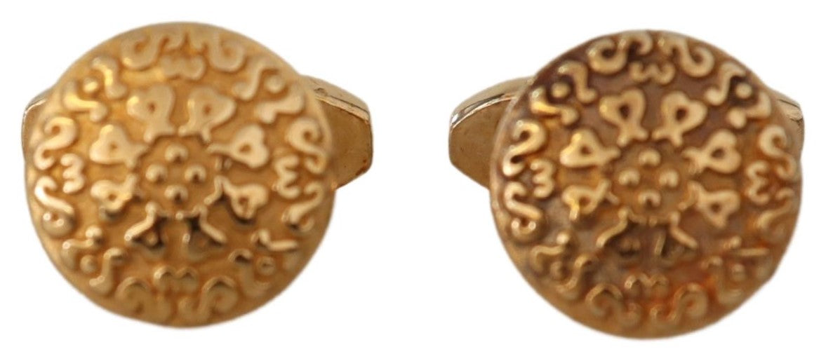 Dolce & Gabbana Gold Plated Brass Round Pin Men Cufflinks Dolce & Gabbana