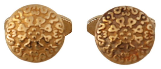 Dolce & Gabbana Gold Plated Brass Round Pin Men Cufflinks Dolce & Gabbana