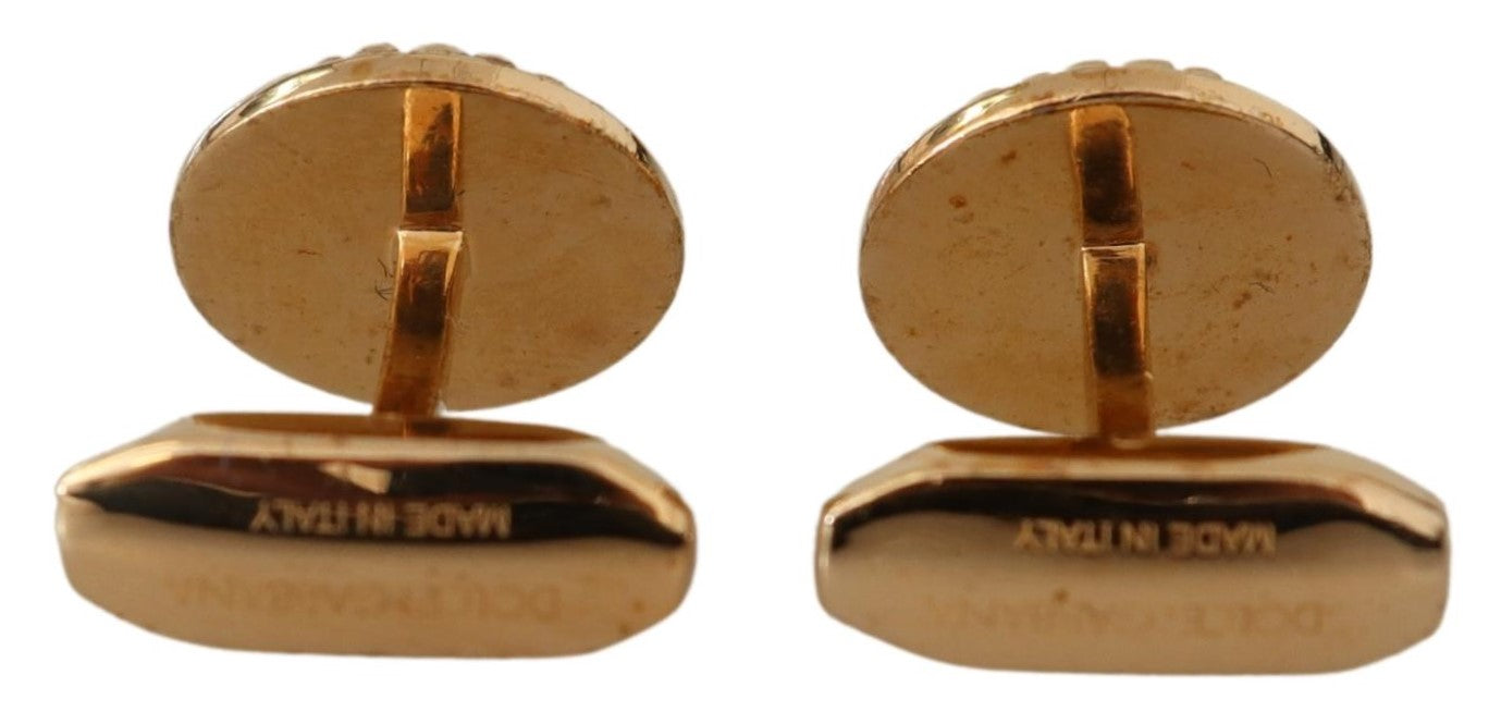 Dolce & Gabbana Gold Plated Brass Round Pin Men Cufflinks Dolce & Gabbana