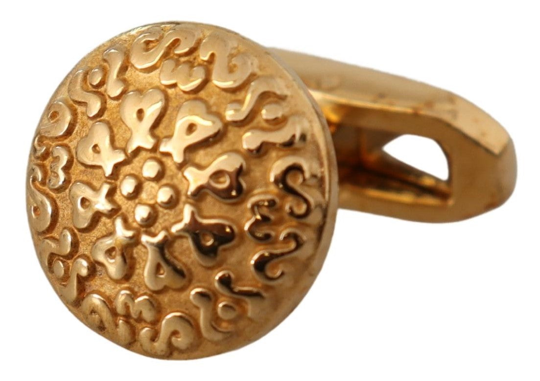 Dolce & Gabbana Gold Plated Brass Round Pin Men Cufflinks Dolce & Gabbana