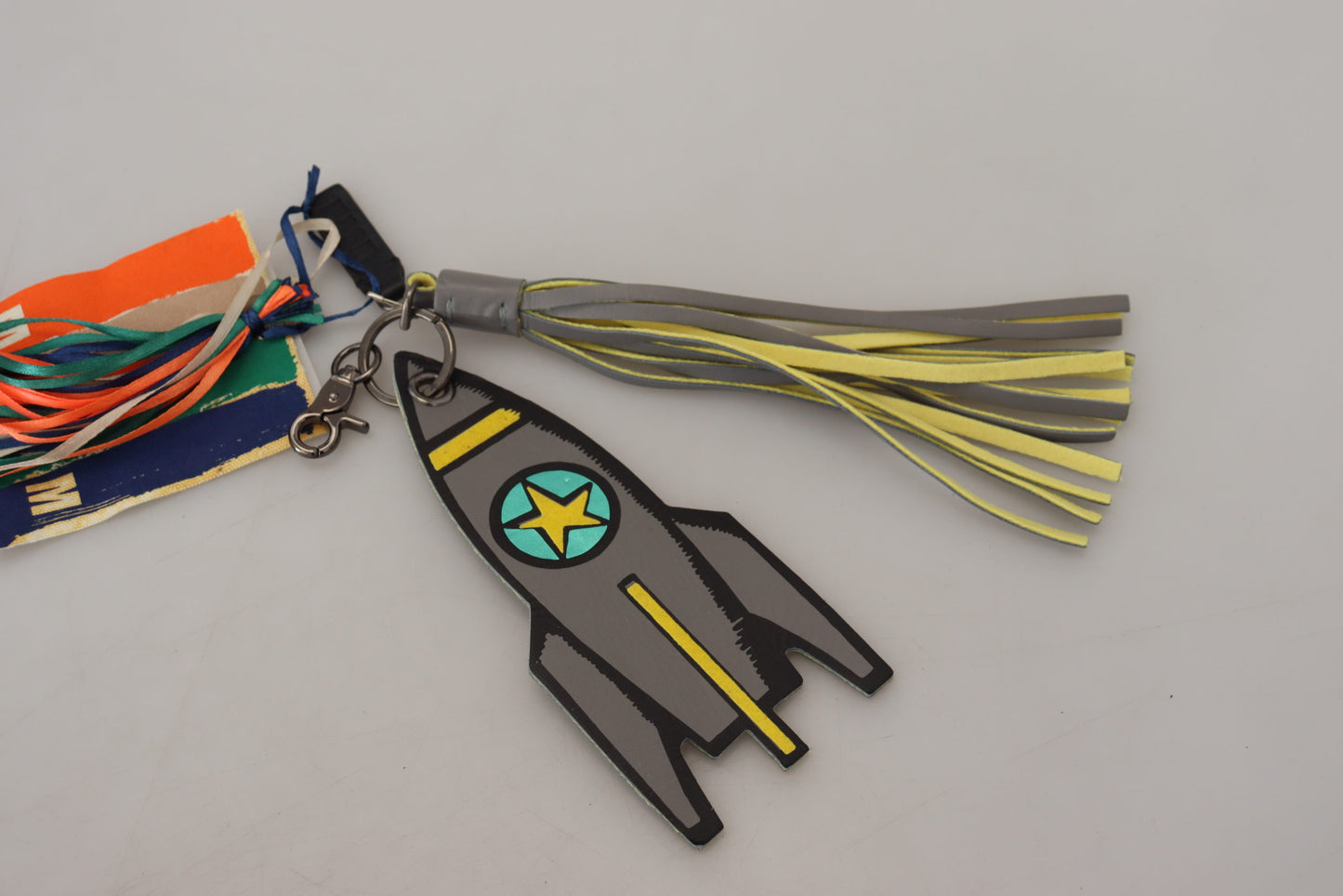 MSGM Multicolor Rocket Ship Silver Tone Metal Keychain MSGM