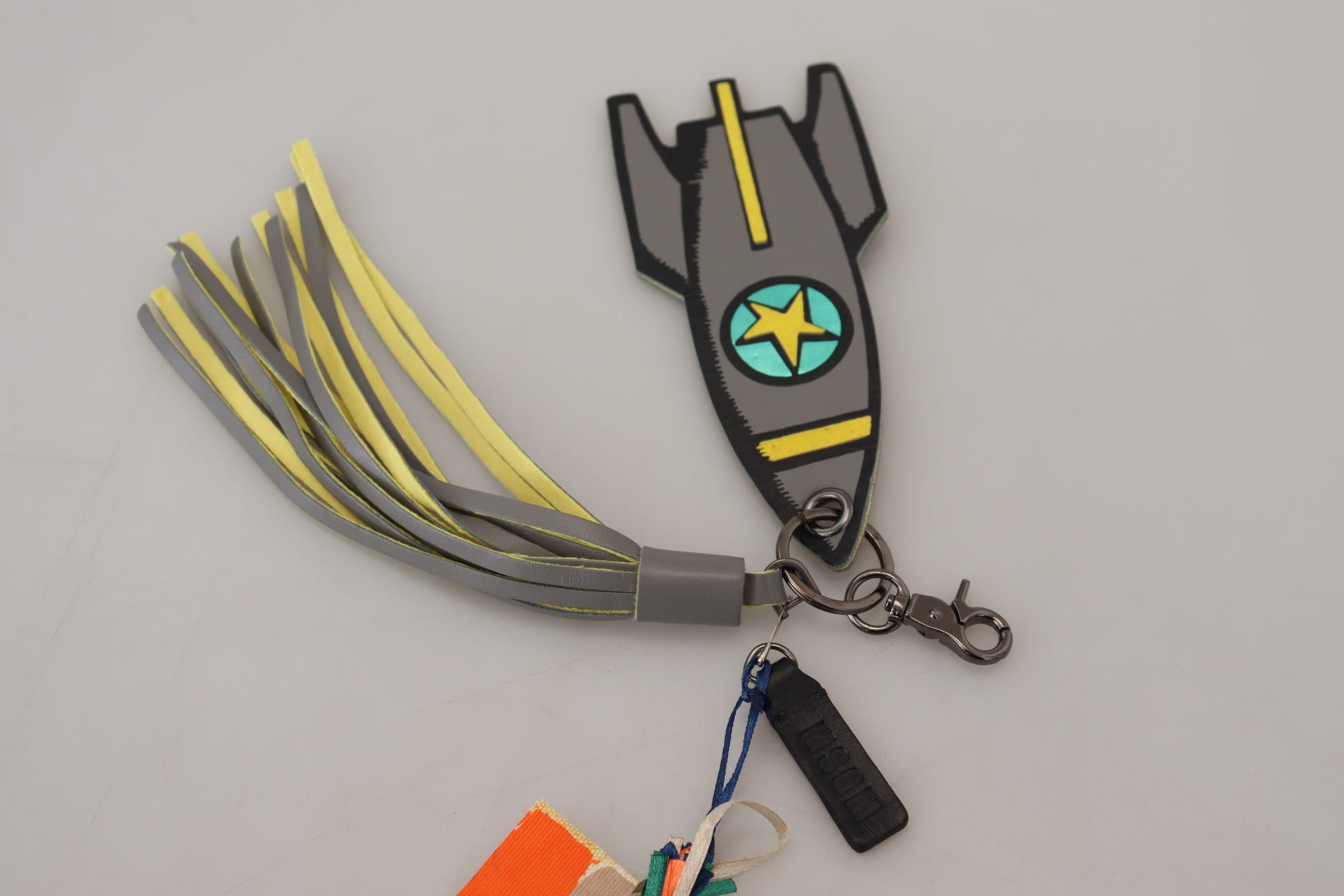 MSGM Multicolor Rocket Ship Silver Tone Metal Keychain MSGM
