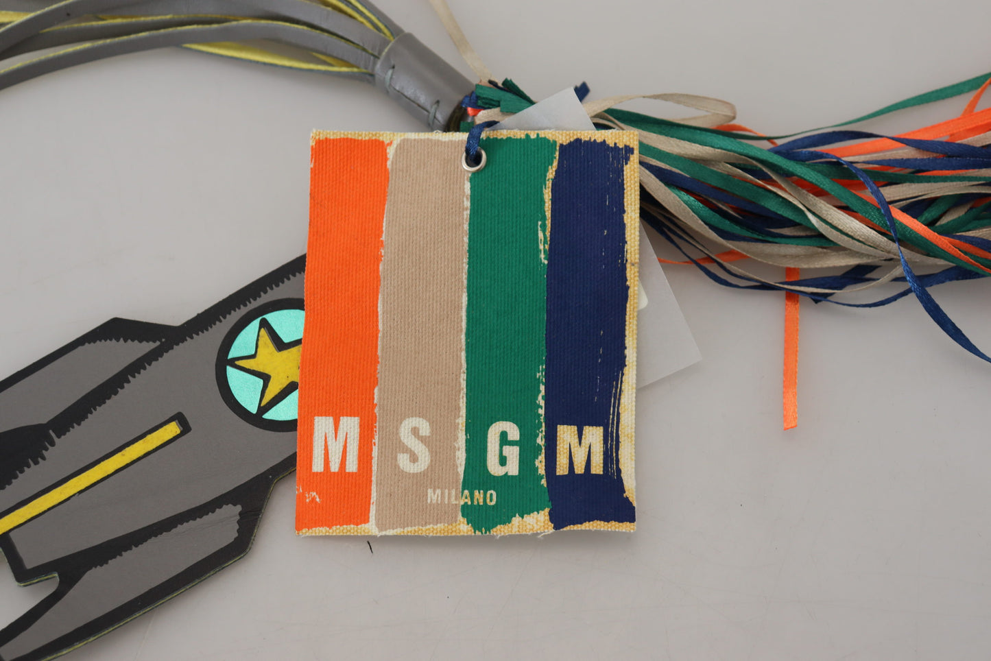 MSGM Multicolor Rocket Ship Silver Tone Metal Keychain MSGM