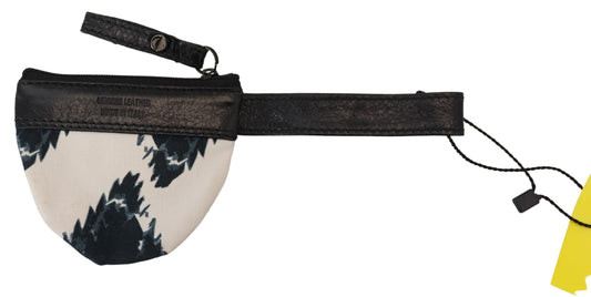 Costume National White Genuine Leather Coin Purse Strap Wallet Costume National