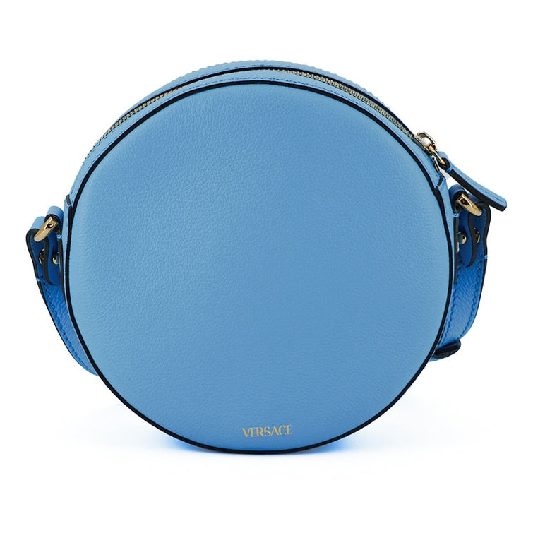 Versace Chic Blue Leather Round Shoulder Bag Versace