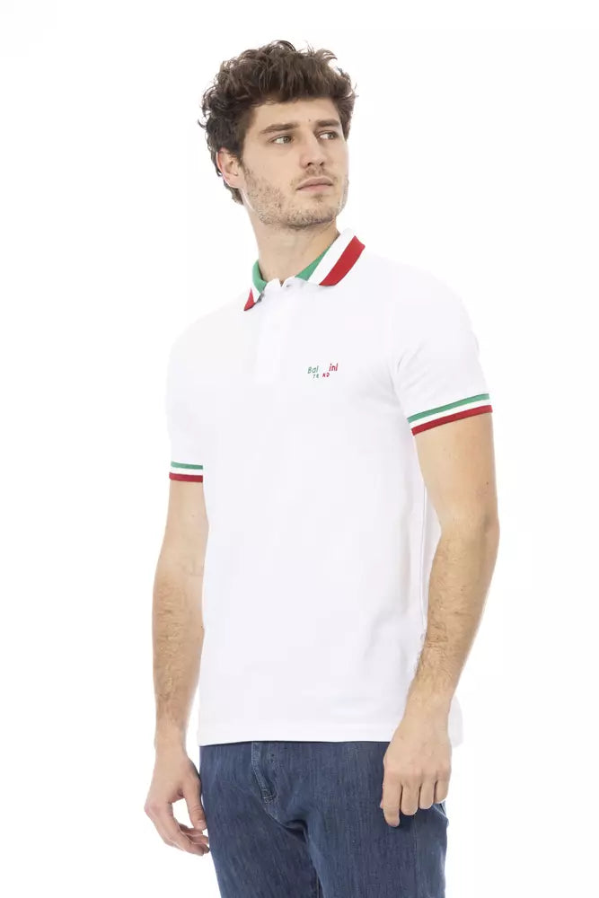 Baldinini Trend White Cotton Men Polo Shirt Baldinini Trend