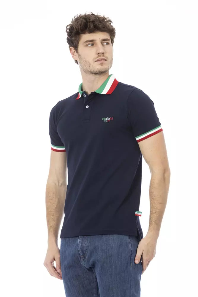 Baldinini Trend Blue Cotton Men Polo Shirt Baldinini Trend