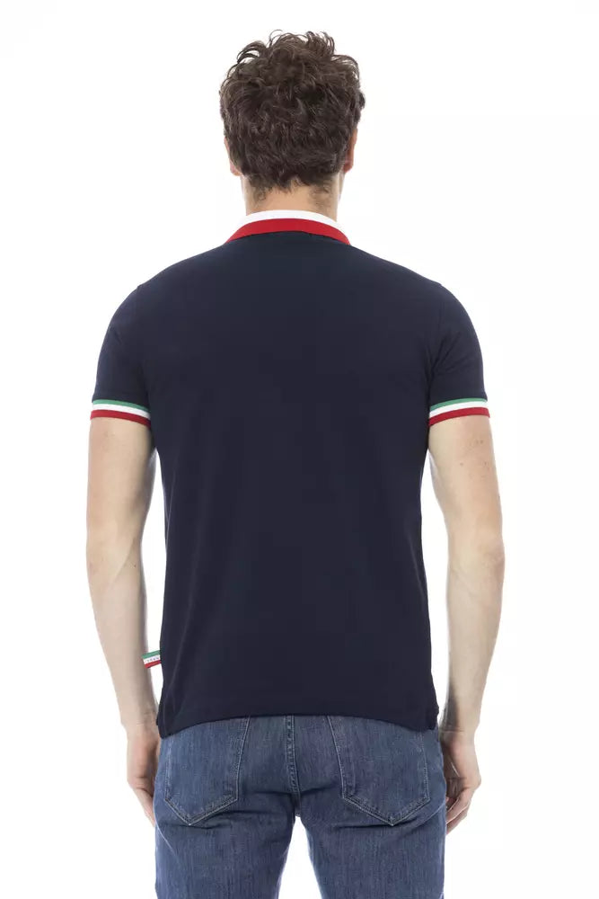 Baldinini Trend Blue Cotton Men Polo Shirt Baldinini Trend