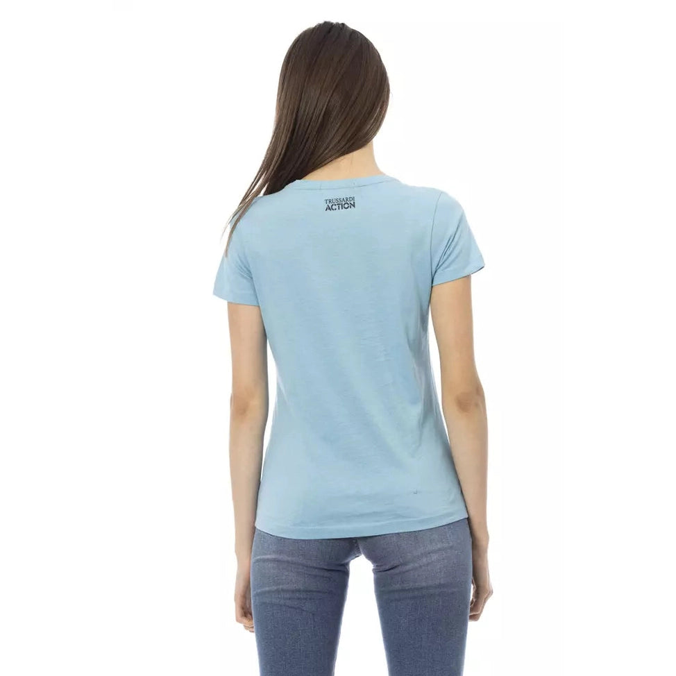 Trussardi Action Light Blue Cotton Women T-Shirt