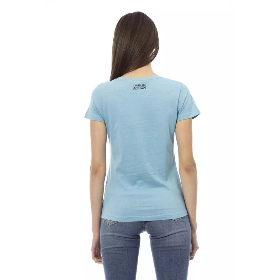 Trussardi Action Light Blue Cotton Women T-Shirt
