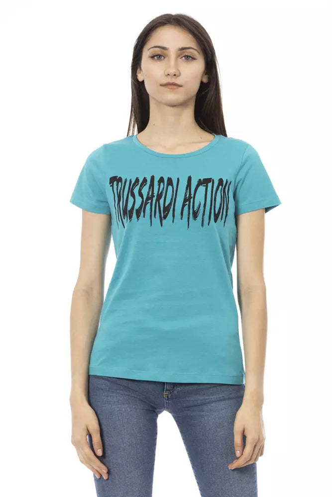 Trussardi Action Light Blue Cotton Women T-Shirt – Eljoys Fashion