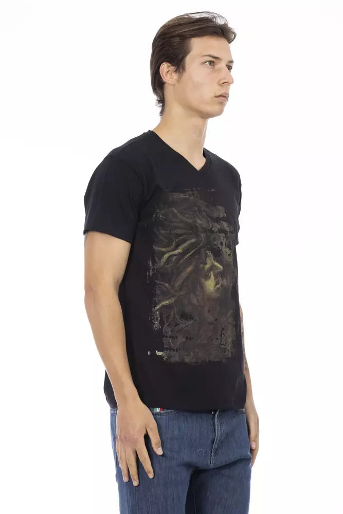 Trussardi Action Black Cotton Men T-Shirt Trussardi Action