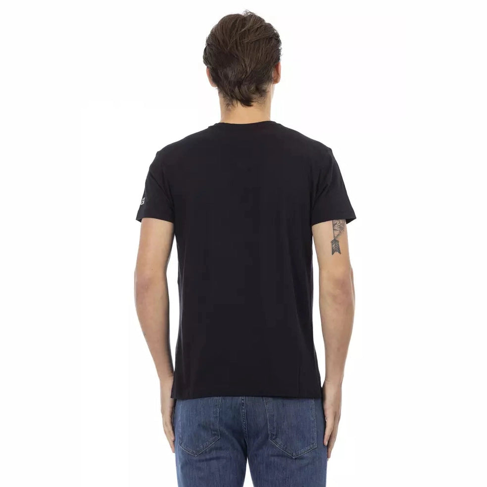 Trussardi Action Black Cotton Men V-Neck T-Shirt