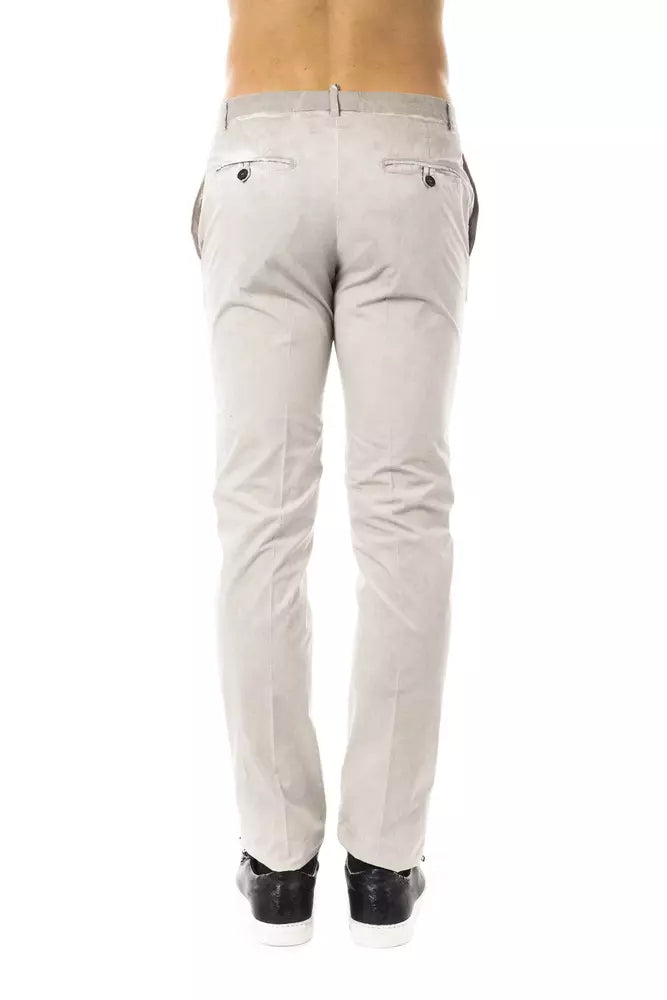Uominitaliani Gray Cotton Mens Pant Uominitaliani