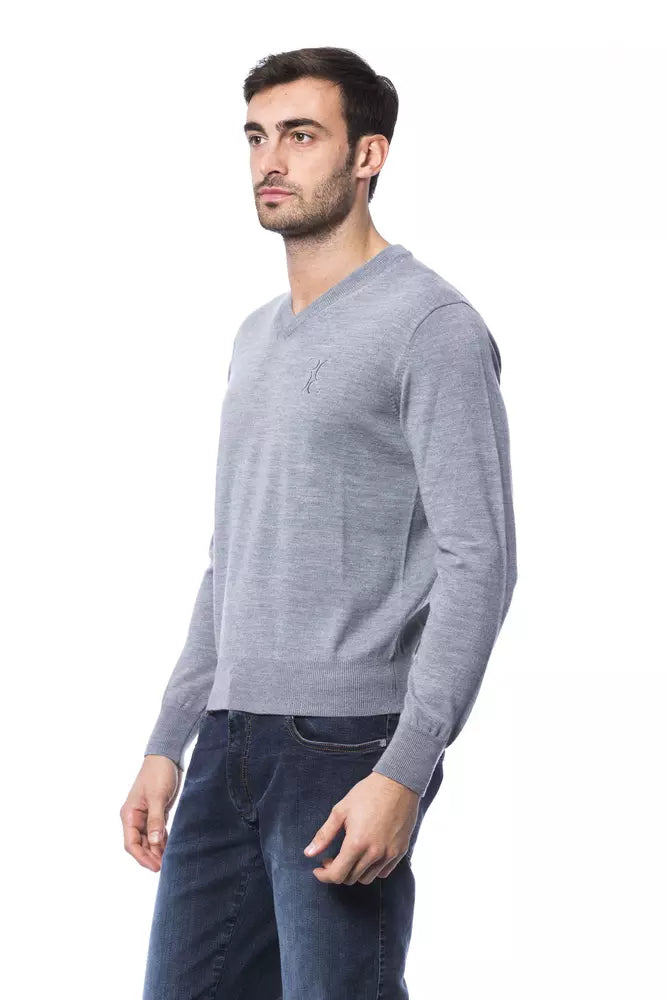 Billionaire Italian Couture Gray Merino Wool Men Sweater Billionaire Italian Couture