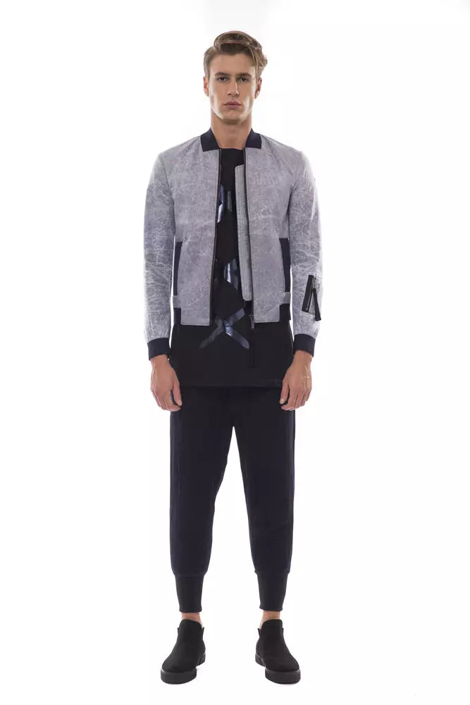 Nicolo Tonetto Gray Polyester Men Bomber Jacket Nicolo Tonetto