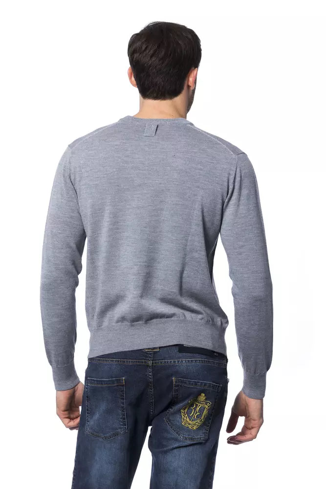 Billionaire Italian Couture Gray Merino Wool Men Sweater Billionaire Italian Couture