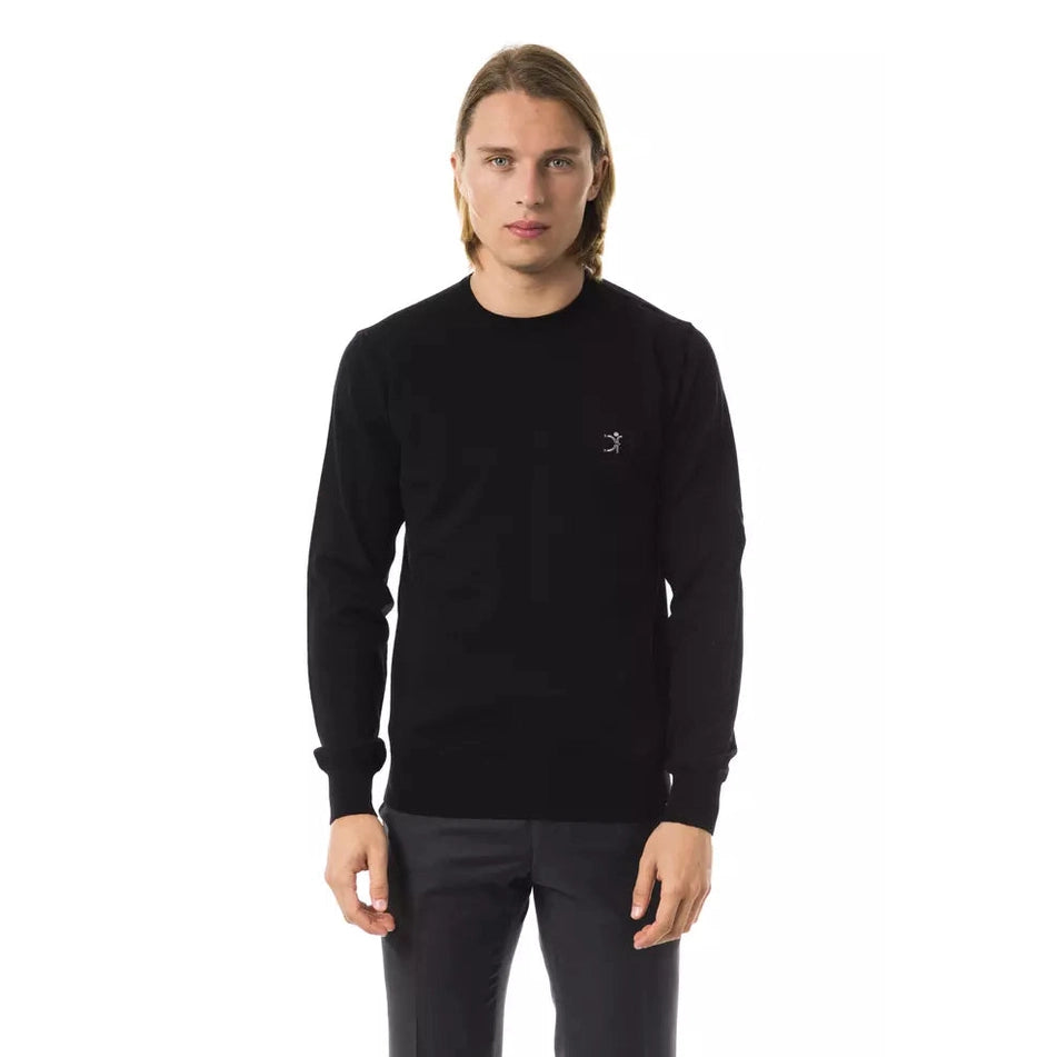Uominitaliani Black Merino Wool Men Sweater