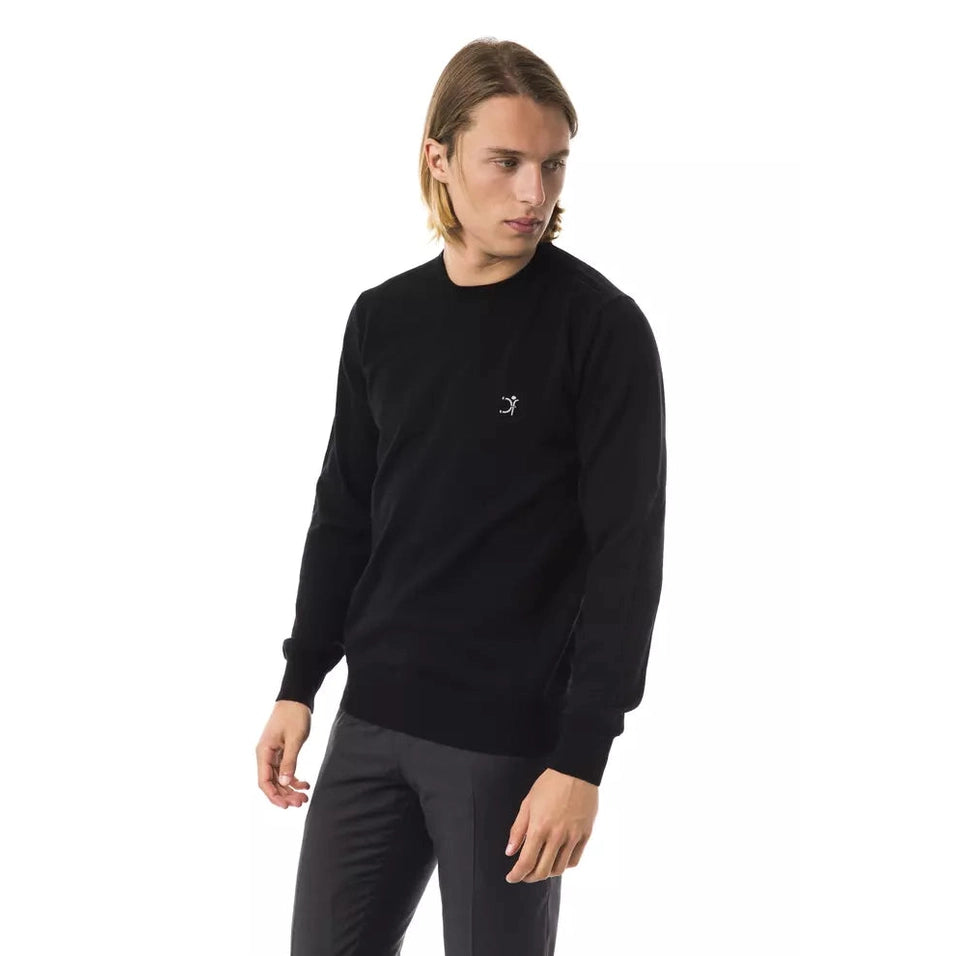 Uominitaliani Black Merino Wool Men Sweater