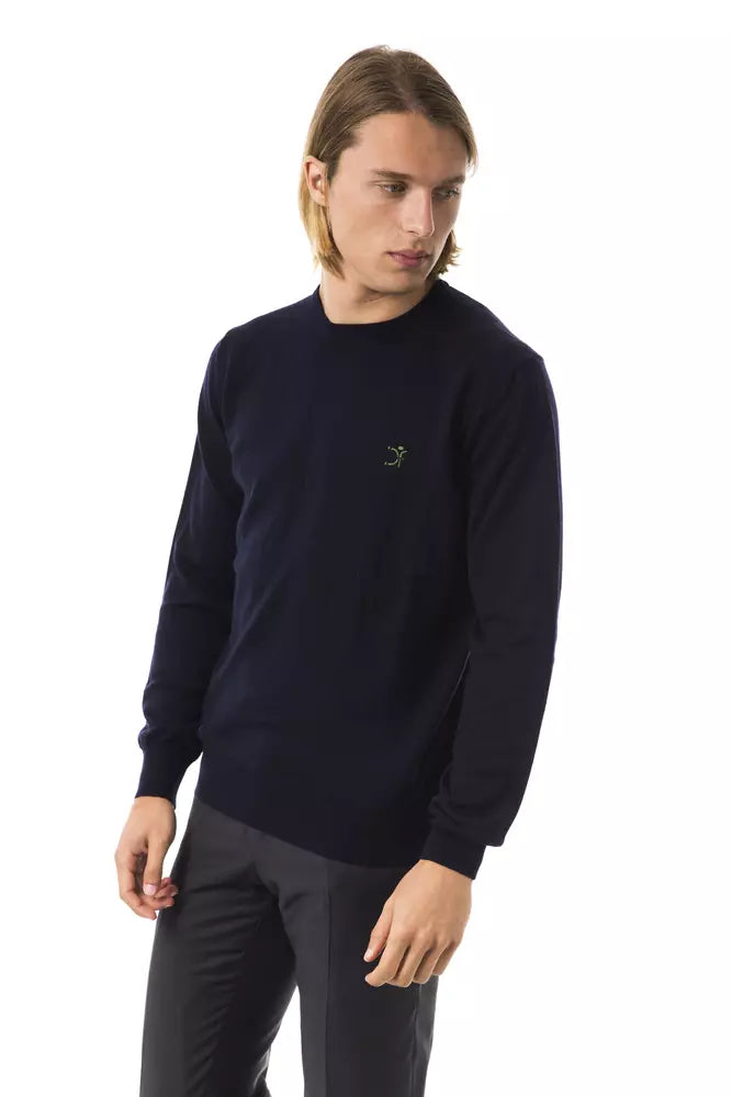 Uominitaliani Blue Merino Wool Men's Sweater Uominitaliani