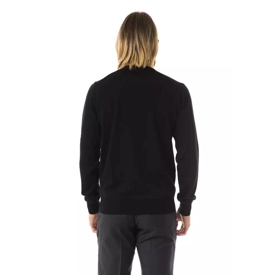Uominitaliani Black Merino Wool Men Sweater