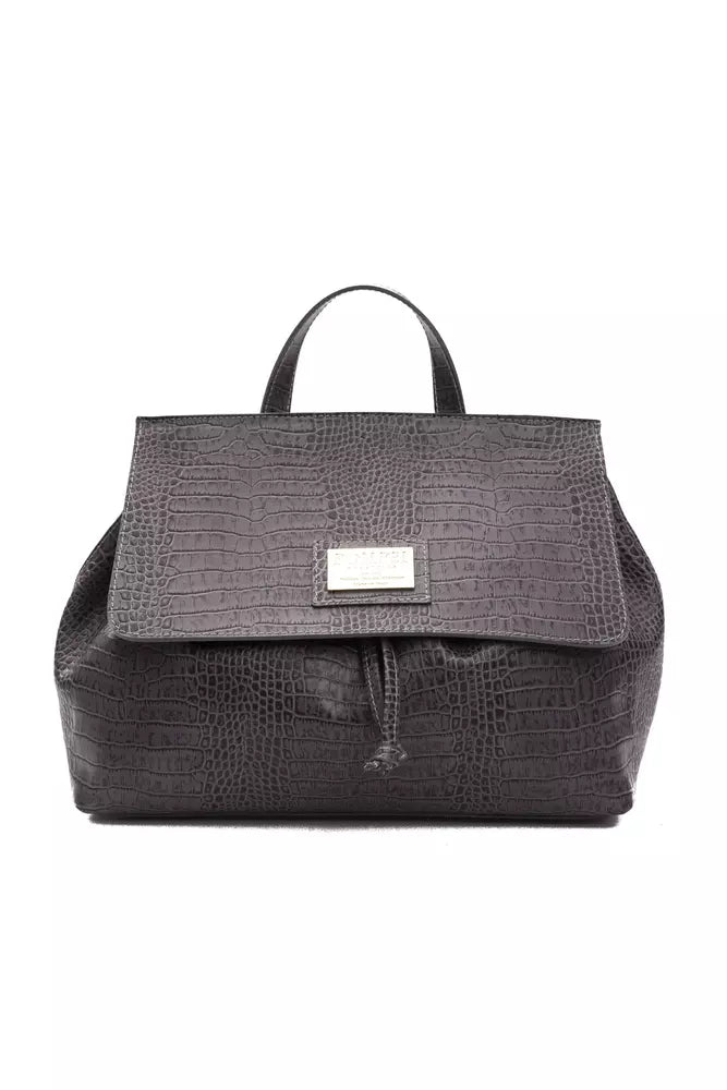 Pompei Donatella Gray Leather Women Shoulder Bag Pompei Donatella