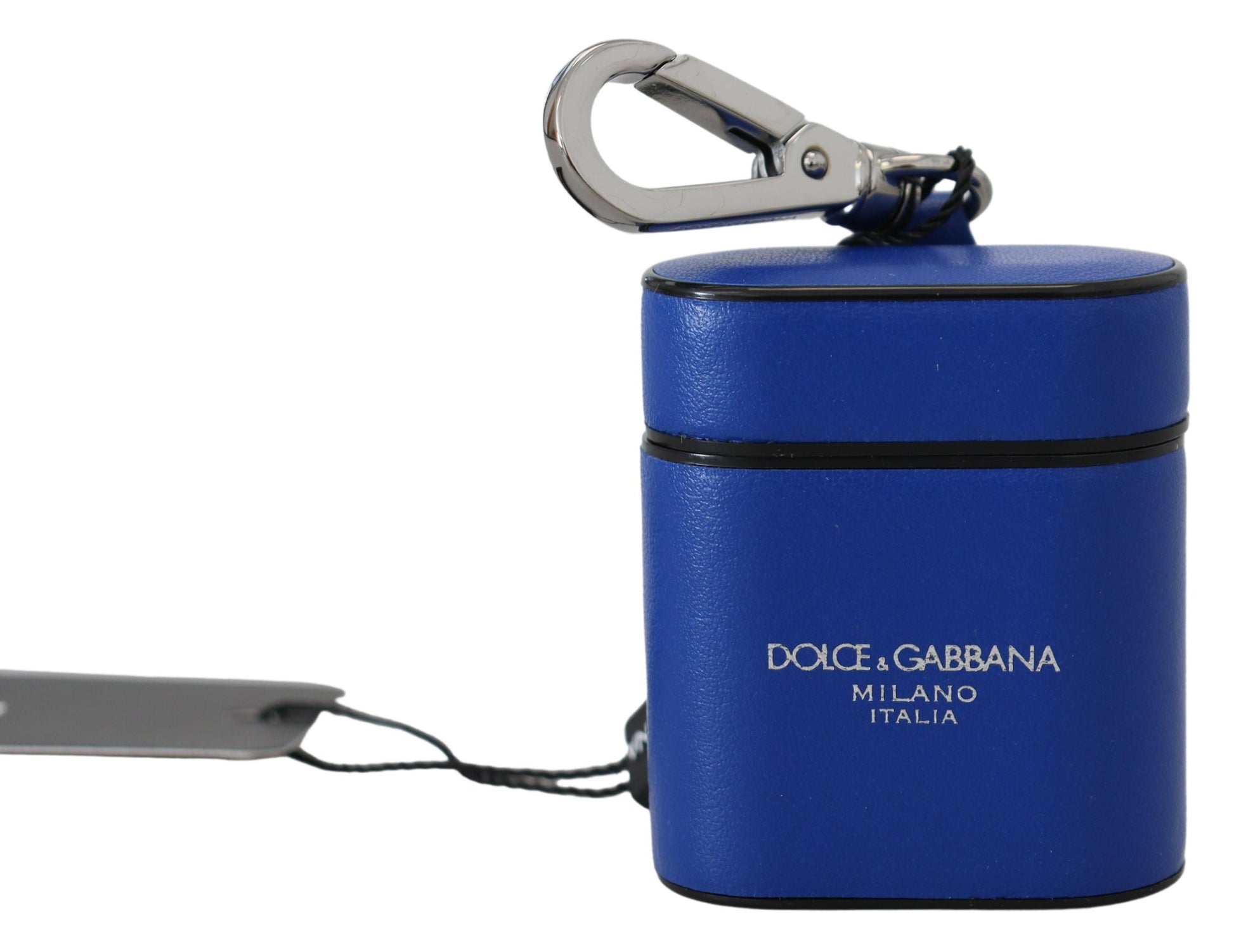 Dolce & Gabbana Blue Leather Silver Metal Logo Airpods Case Dolce & Gabbana