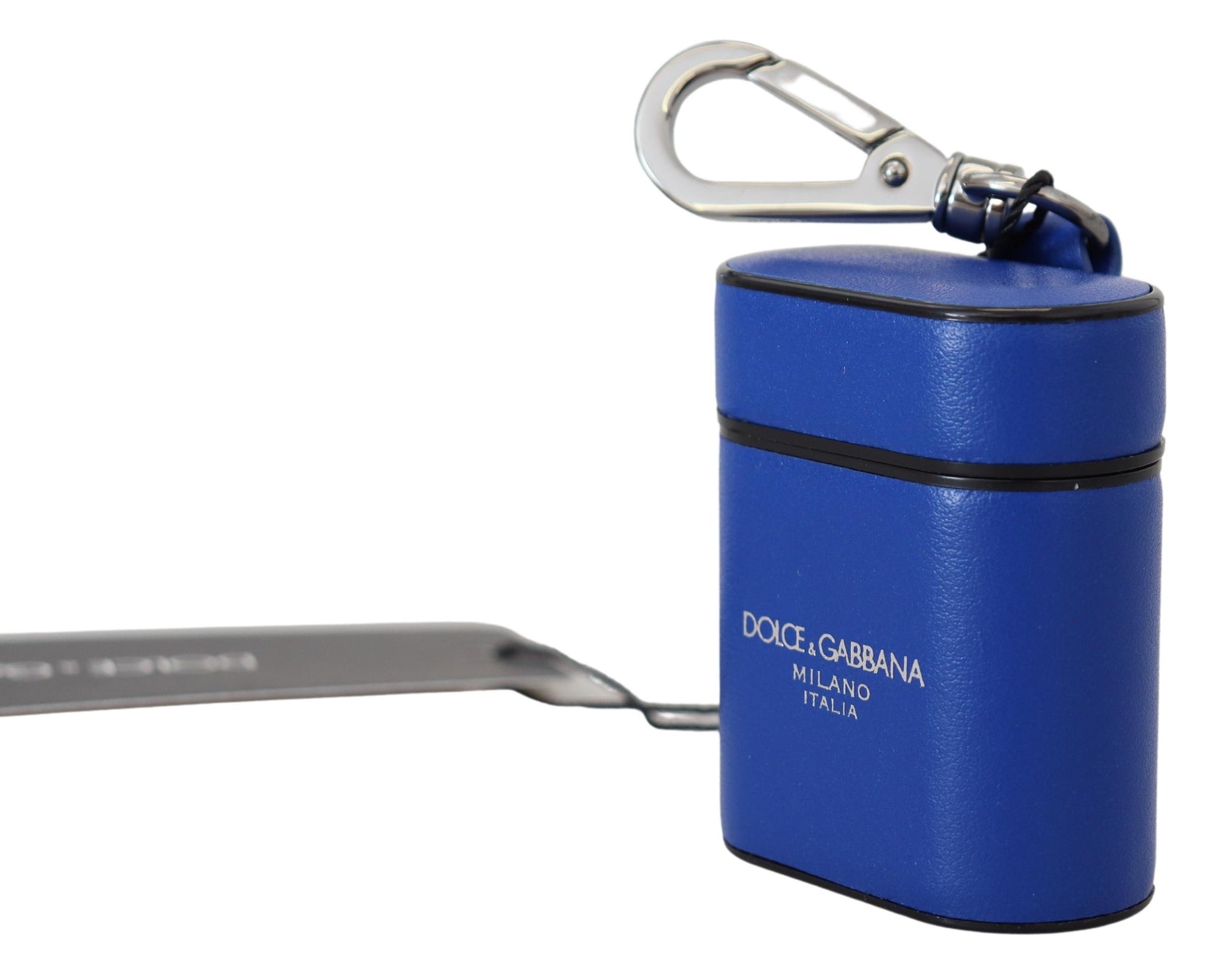 Dolce & Gabbana Blue Leather Silver Metal Logo Airpods Case Dolce & Gabbana