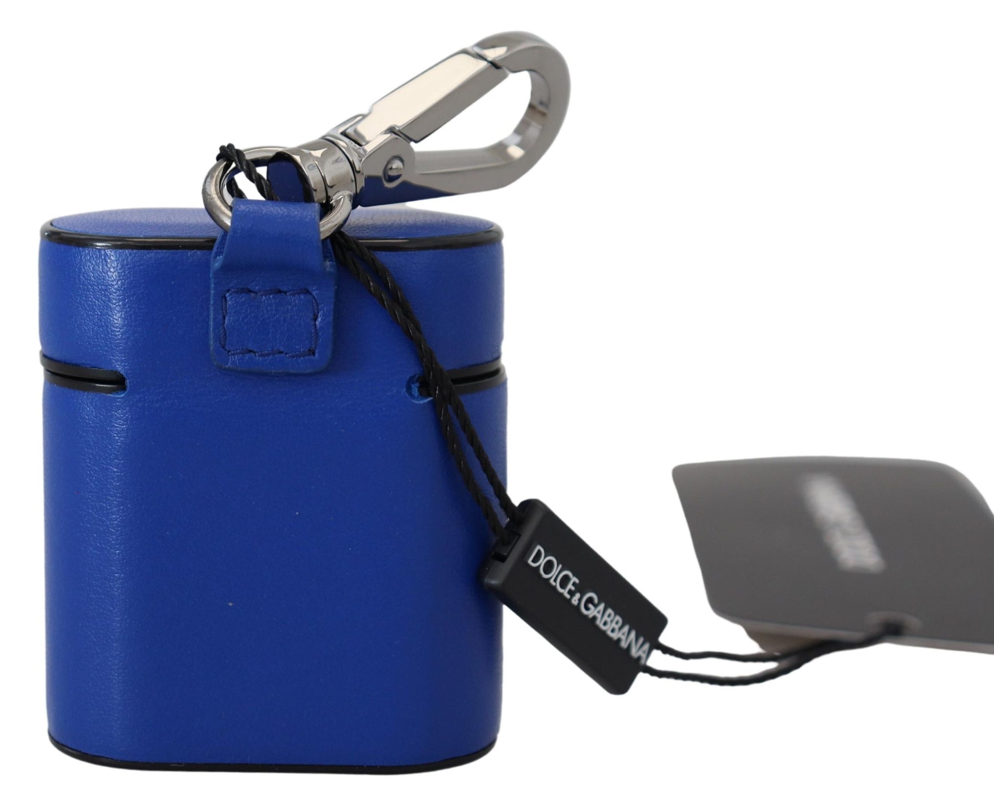 Dolce & Gabbana Blue Leather Silver Metal Logo Airpods Case Dolce & Gabbana
