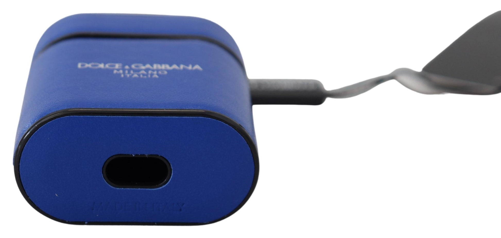 Dolce & Gabbana Blue Leather Silver Metal Logo Airpods Case Dolce & Gabbana