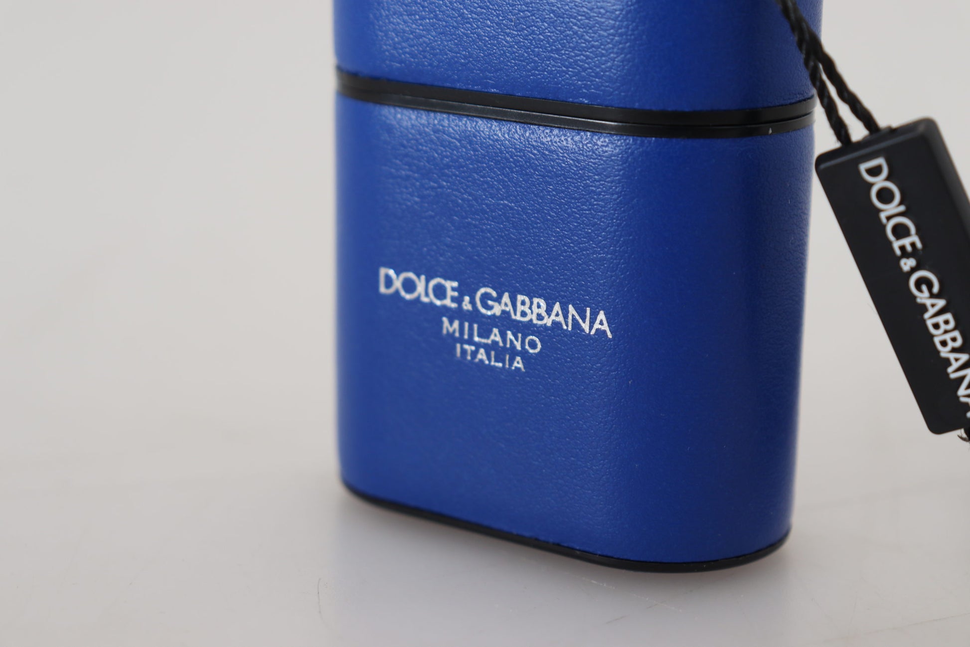 Dolce & Gabbana Blue Leather Silver Metal Logo Airpods Case Dolce & Gabbana