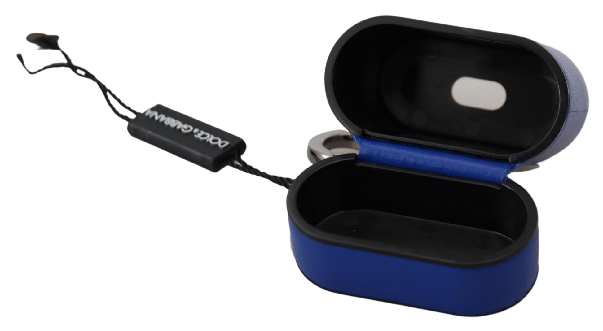 Dolce & Gabbana Blue Leather Silver Metal Logo Airpods Case Dolce & Gabbana