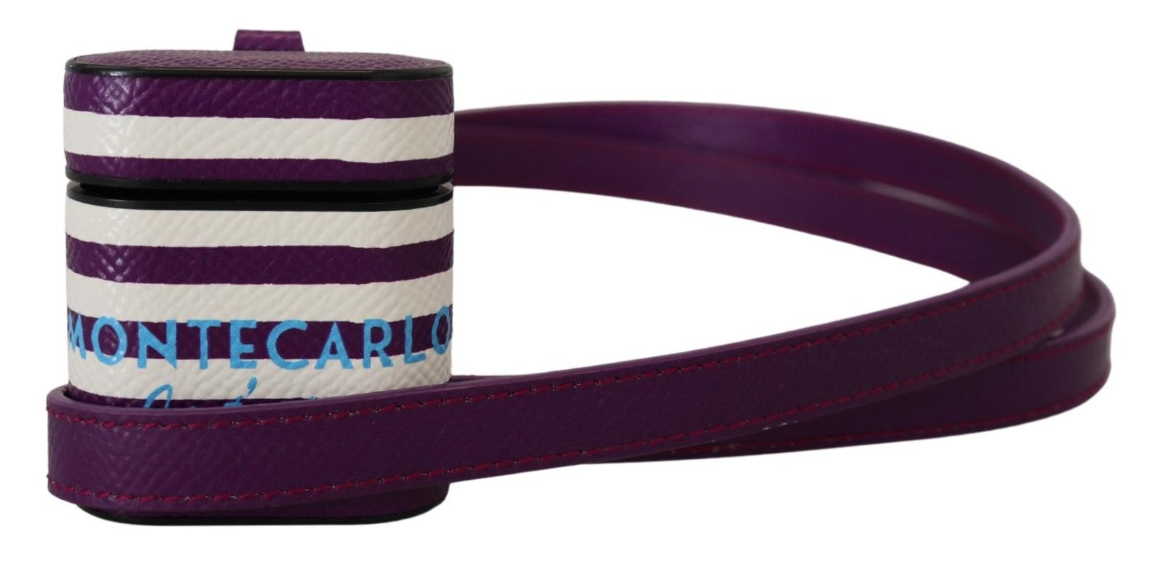 Dolce & Gabbana Purple Leather Strap Gold Metal Logo Airpods Case Dolce & Gabbana