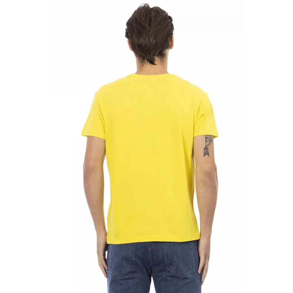 Trussardi Action Yellow Cotton Men V-Neck T-Shirt