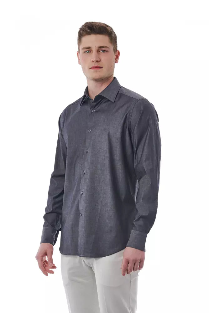 Bagutta Gray Cotton Men Shirt Bagutta