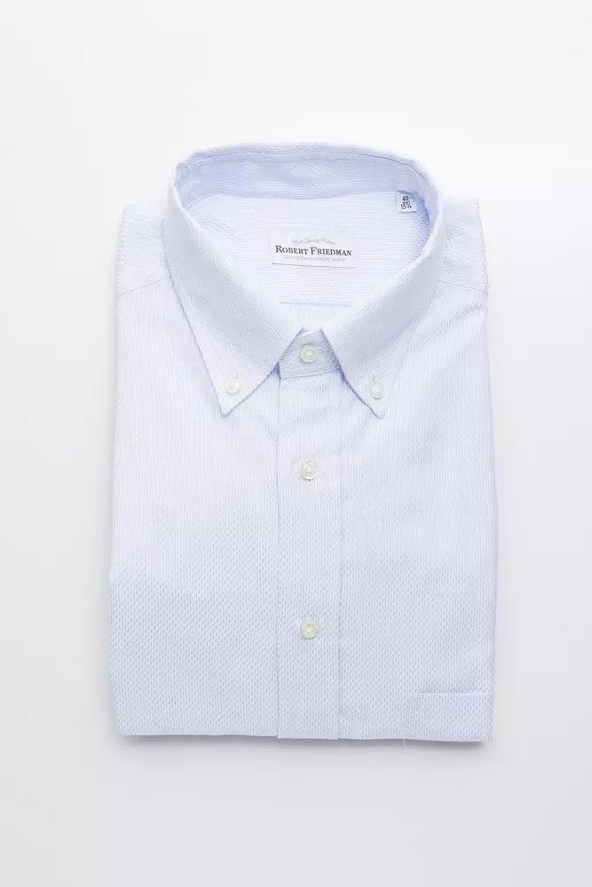 Robert Friedman Light Blue Cotton Men Shirt Robert Friedman