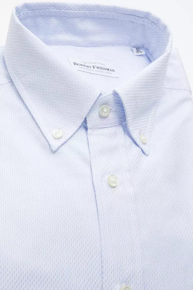 Robert Friedman Light Blue Cotton Men Shirt Robert Friedman