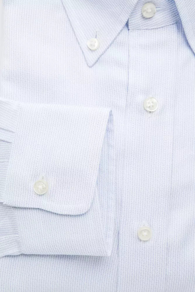 Robert Friedman Light Blue Cotton Men Shirt Robert Friedman