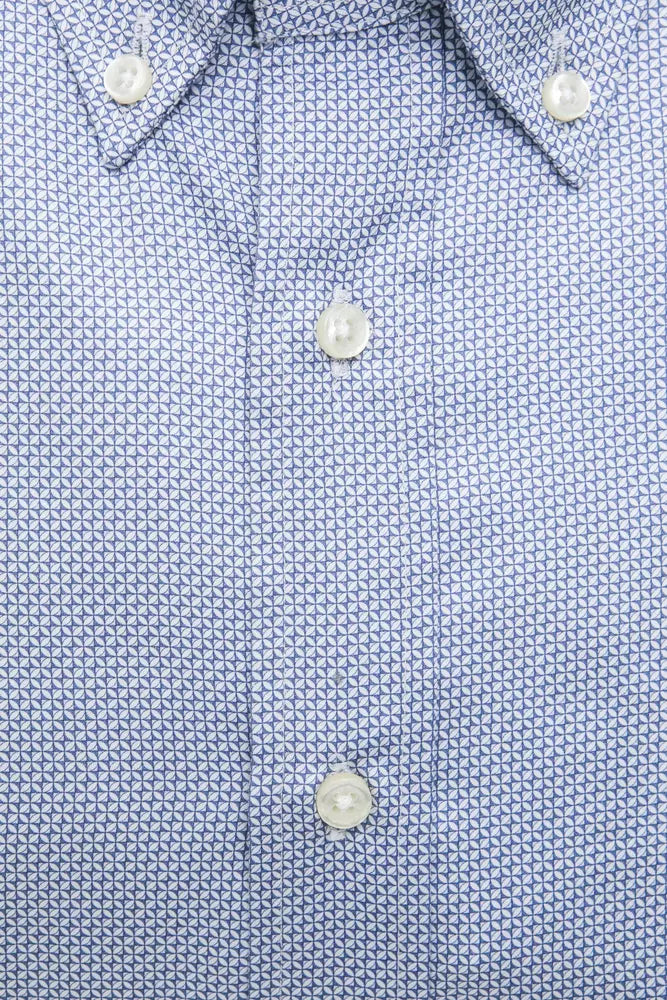 Robert Friedman Light Blue Cotton Men Shirt Robert Friedman