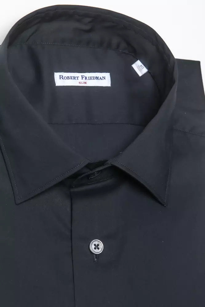 Robert Friedman Black Cotton Men's Shirt Robert Friedman