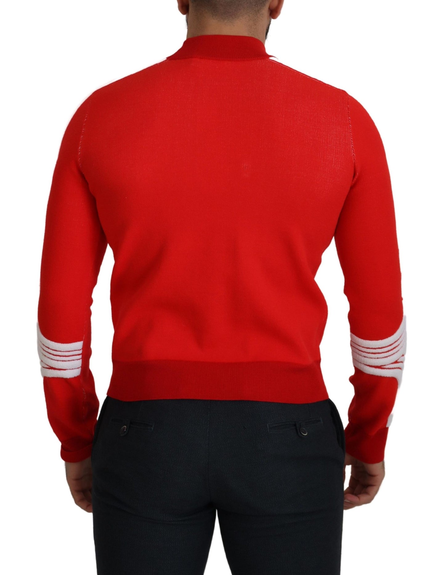 GCDS Red Wool Logo Printed Crew Neck Men Pullover Sweater GCDS