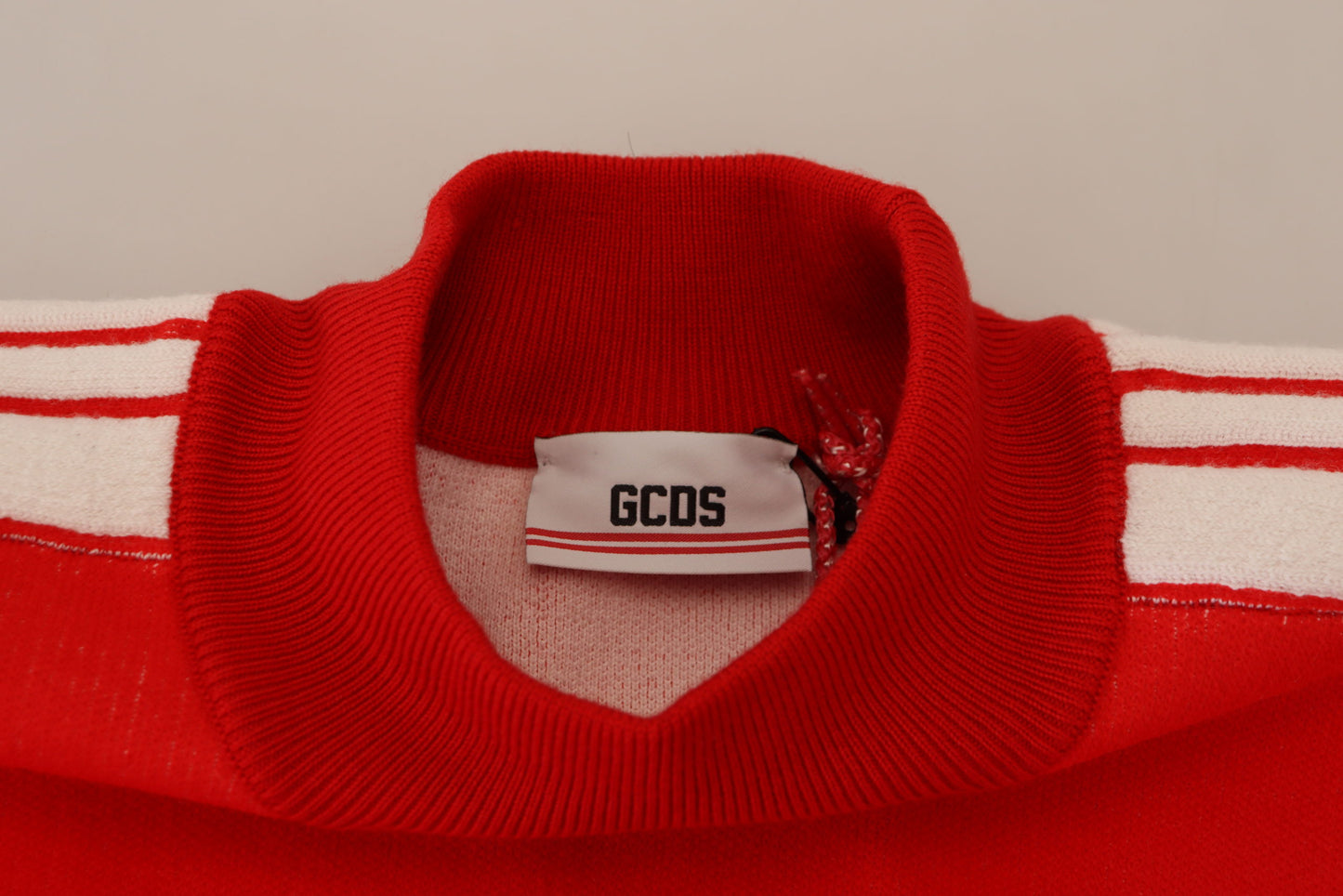 GCDS Red Wool Logo Printed Crew Neck Men Pullover Sweater GCDS