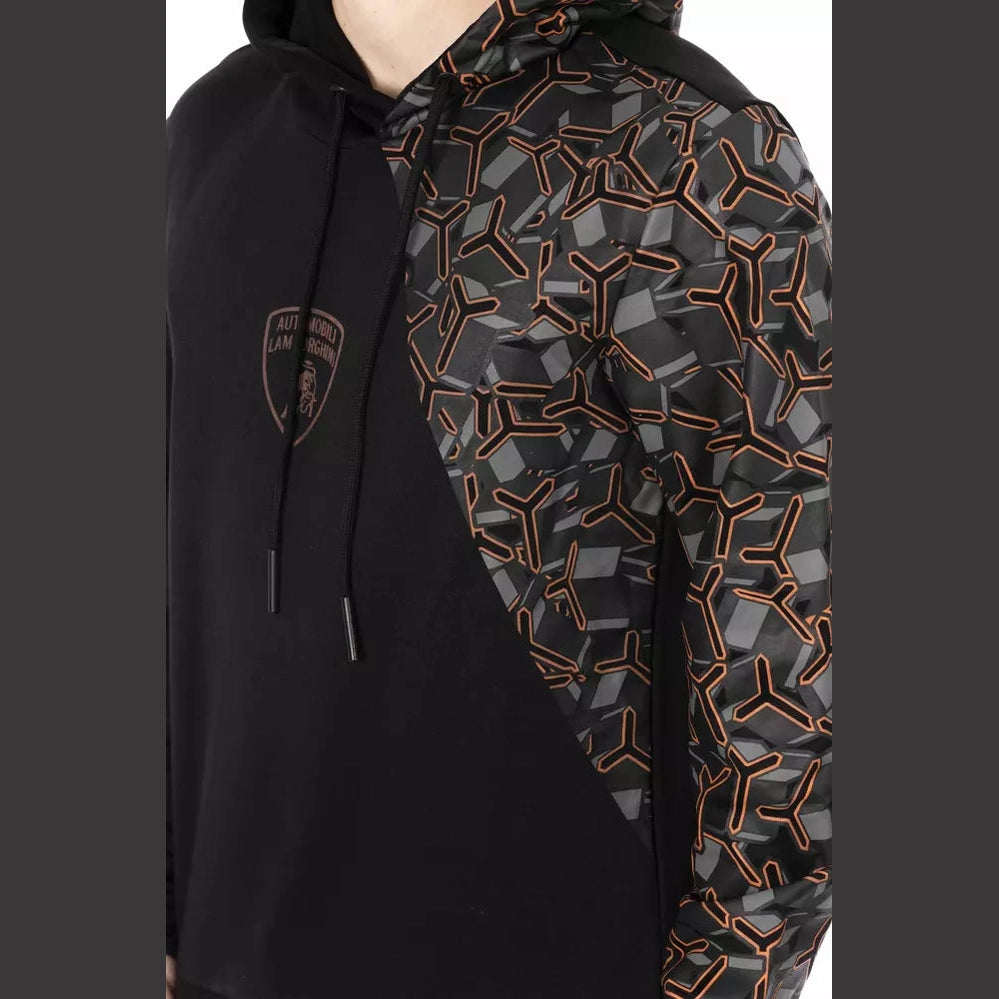Automobili Lamborghini Black Cotton Men's Hooded Sweater
