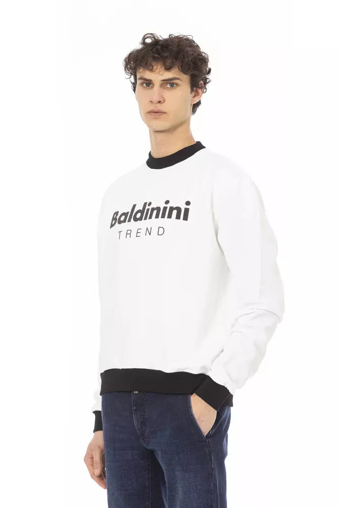 Baldinini Trend White Cotton Men Sweater Baldinini Trend