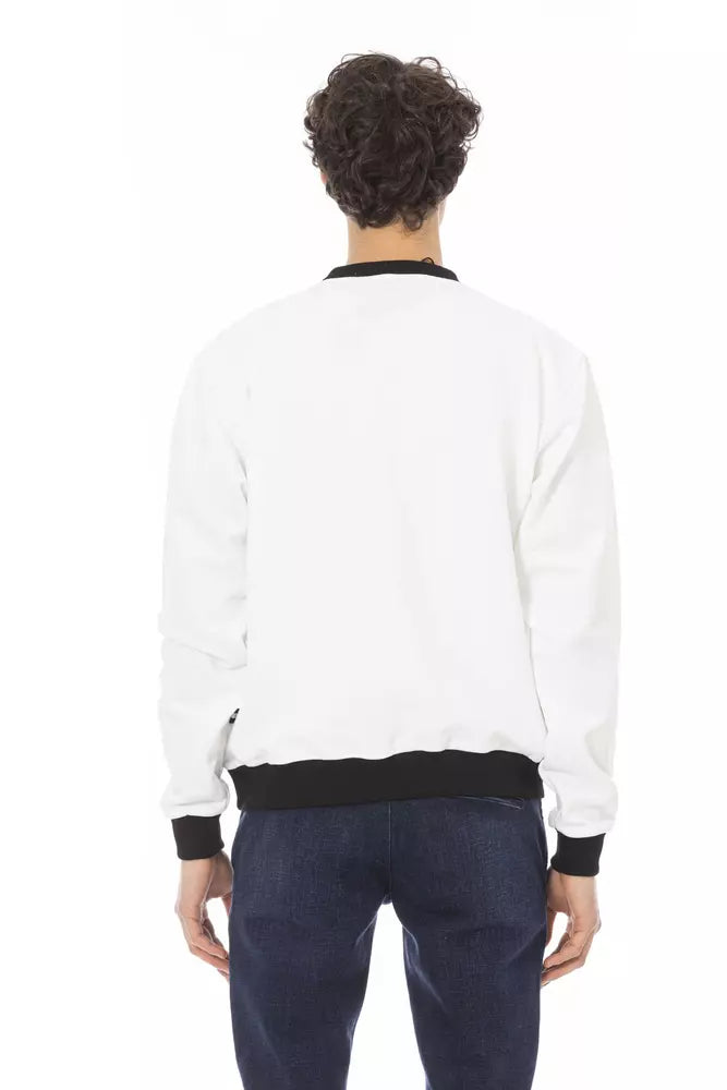 Baldinini Trend White Cotton Men Sweater Baldinini Trend