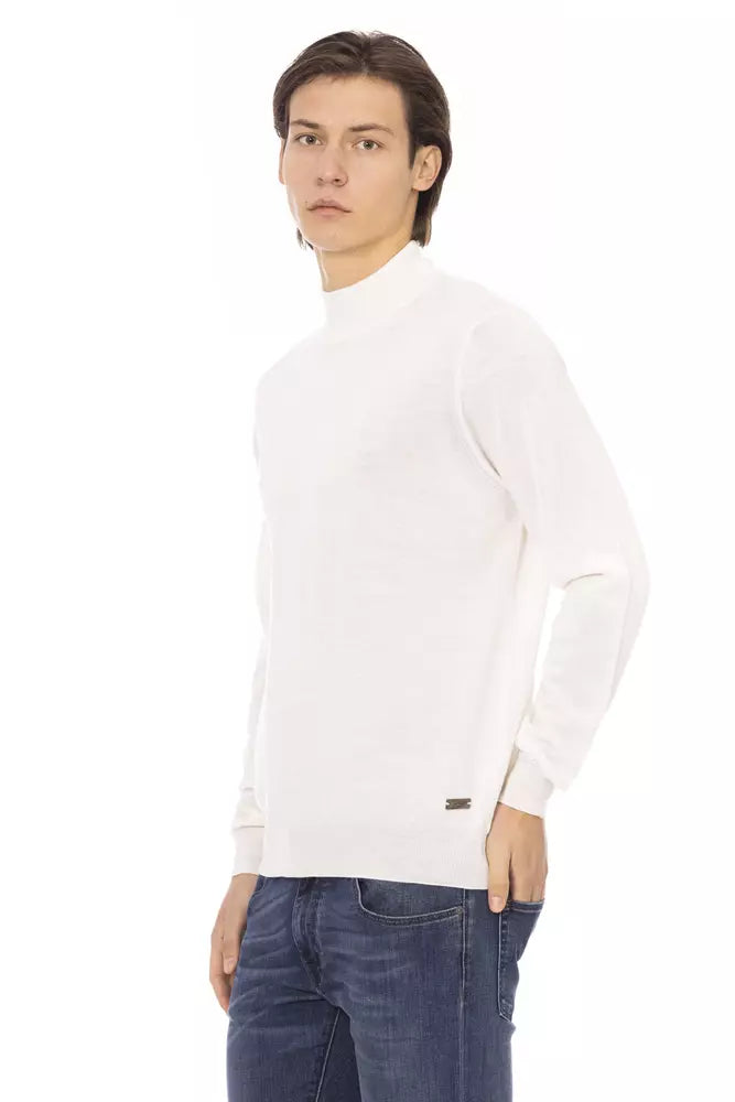 Baldinini Trend White Fabric Men Turtleneck Sweater Baldinini Trend