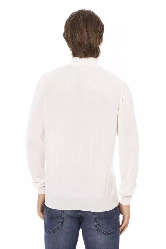 Baldinini Trend White Fabric Men Turtleneck Sweater Baldinini Trend